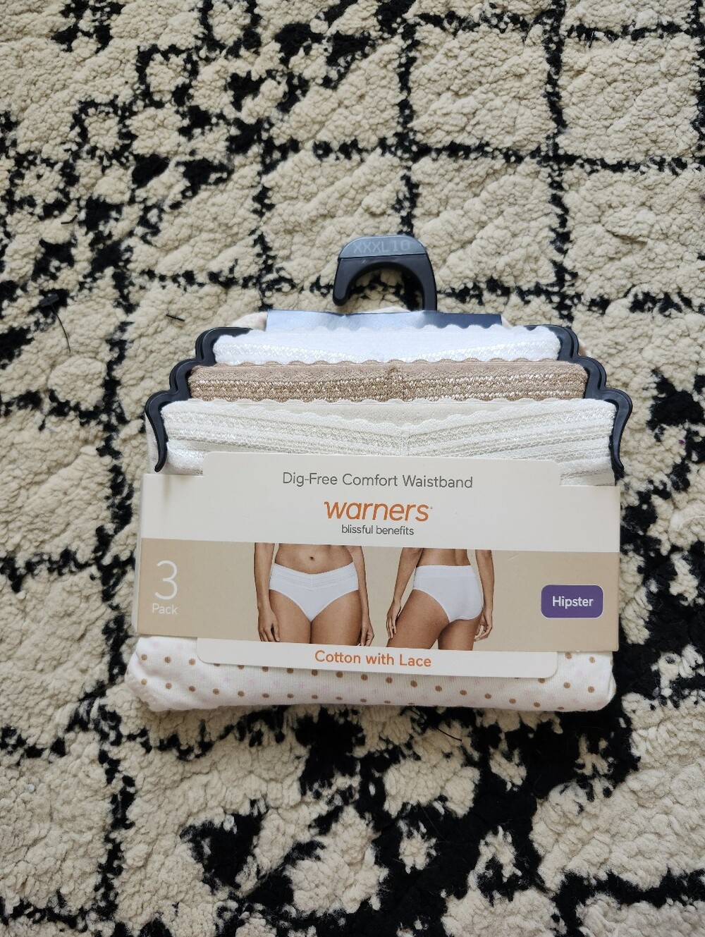 Warner's Hipster Panty 3-Pack in White, Beige & Light Pink